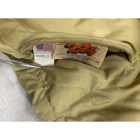 VTG 70s Comfy Brand Reversible Goose Down Beige Blue Snap Puffer Vest Mens Small - Picture 3 of 8